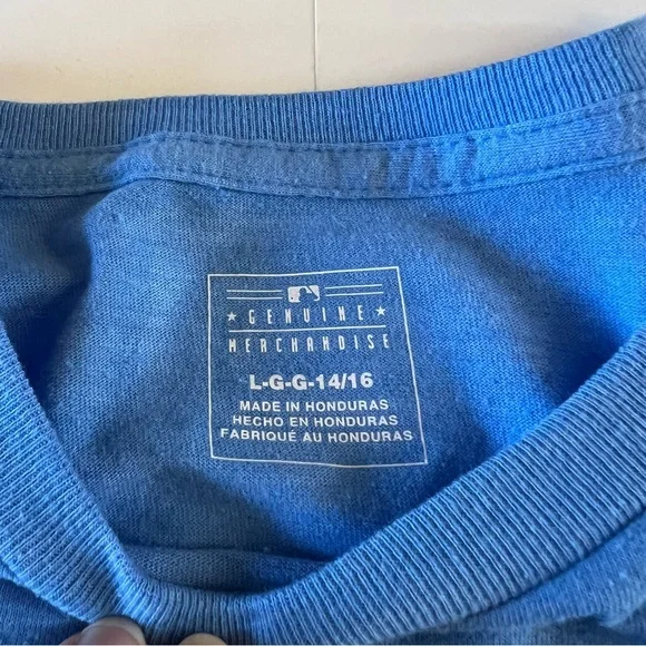 New Genuine Merchandise Large 14/16 Kansas City Royals Baseball Blue Shirt Top - Picture 3 of 3